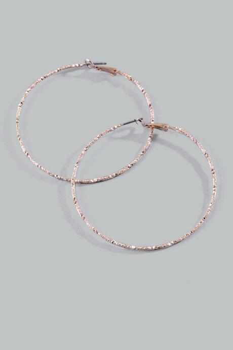 Francesca's Krissy Sandblast Hoop Earrings - Rose/gold