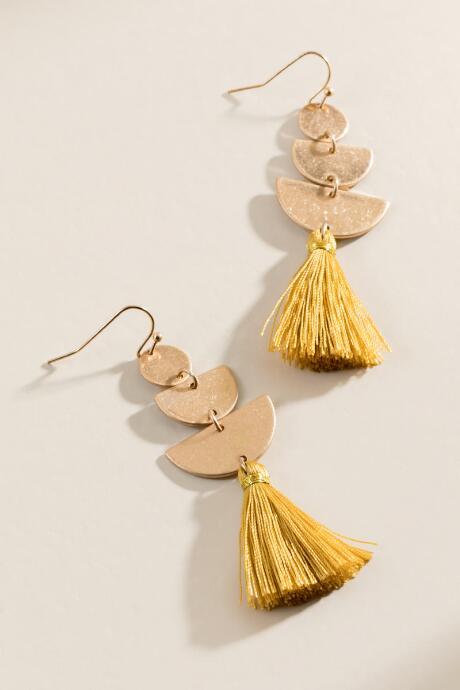 Francesca Inchess Haden Mini Tassel Drop Earrings In Yellow - Mustard