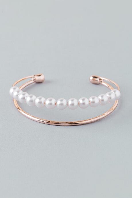 Francescas Carin Pearl And Gold Cuff - Pearl