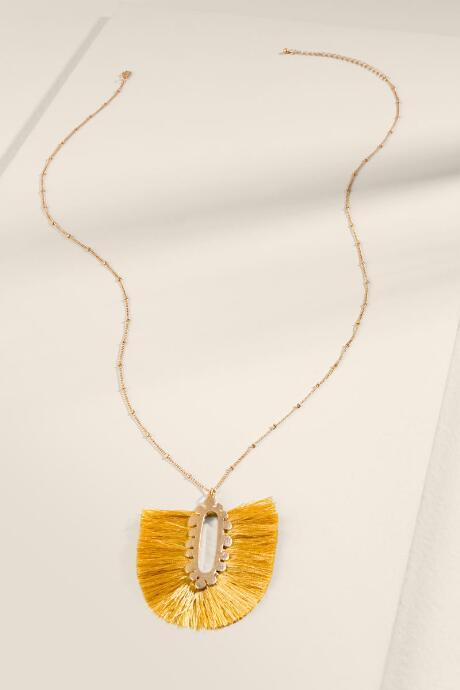 Francesca's Angelica Tasseled Pendant Necklace - Marigold