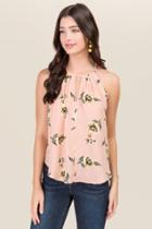 Blue Rain Jessa High Neck Floral Tank - Rose