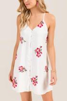 Francesca Inchess Noor Buttoned Front Floral Shift Dress - Ivory