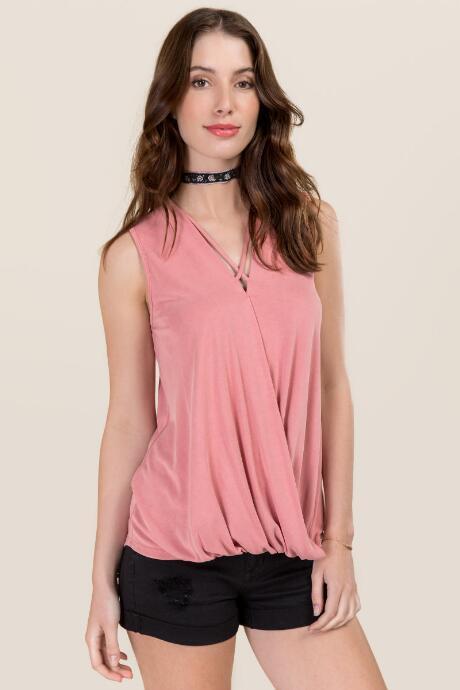 Mi Ami Janella X Neck Tank - Rose