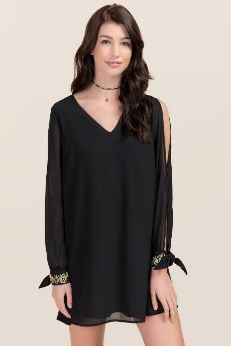 Mi Ami Jules Cold Shoulder Shift Dress - Black