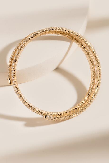 Francesca's Heather Woven Metal Coil Bracelet - Gold