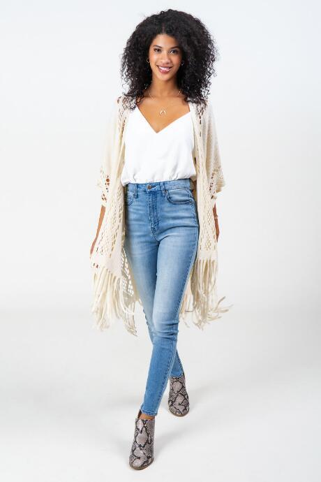 Francesca's Alexa Knit Kimono - Ivory