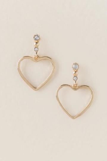 Francesca's Kandice Crystal Heart Earrings - Gold