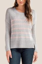 Francesca's Autumn Striped Sweater - Gray