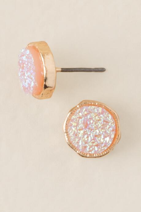 Francesca's Abigail Druzy Stud Earring - Pink
