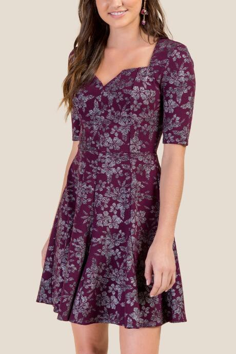 Francesca's Gisela Floral Skater Dress - Purple
