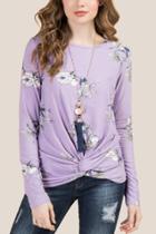 Francesca Inchess Lanie Knot Front Floral Top - Orchid