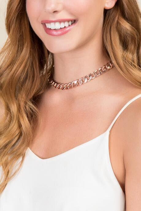 Francesca's Monica Rose Gold Chain Link Choker - Rose/gold
