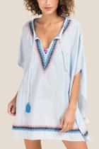 Francesca Inchess Arya Embroidered Neck Tassel Swim Cover-up - Oxford Blue