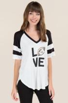 Sweet Claire Foil Love Football Graphic Tee - White