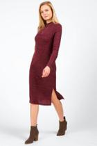 Francesca's Cailyn Ribbed Button Sweater Dress - Berry