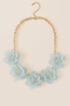 Francesca's Primrose Sheer Floral Booms Necklace In Blue - Light Blue