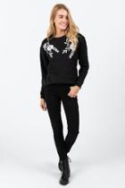 Francesca's Jadie Floral Embossed Sweatshirt - Black