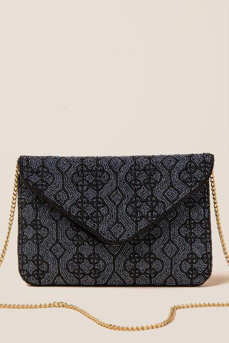 Francesca's Mae Medallion Embellished Crossbody Clutch - Black