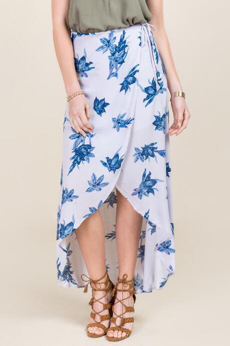 Mi Ami Layna Tropical Floral Wrap Skirt - Lavender
