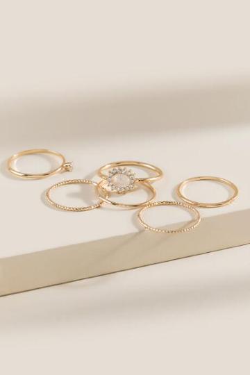 Francesca's Raven Pave Stone Ring Set - White