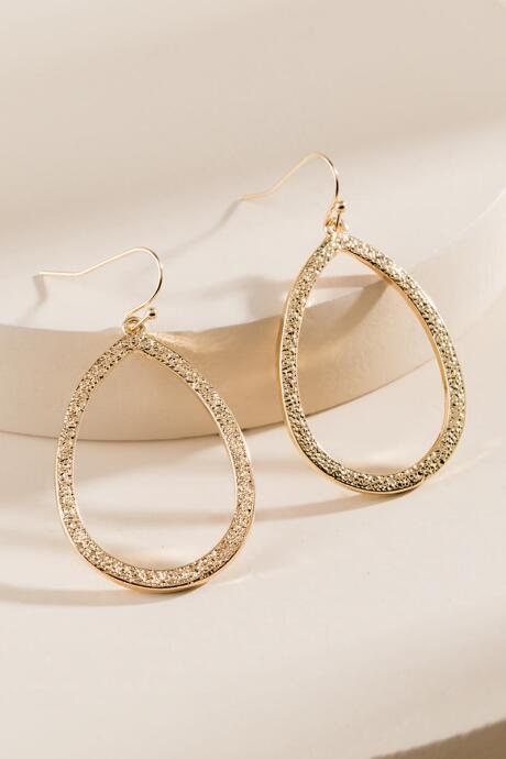 Francesca's Brit Sandblast Metal Teardrop Earrings - Gold