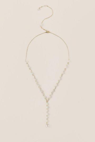 Francesca's Curated Collection Crystal Y Necklace In Gold - Gold