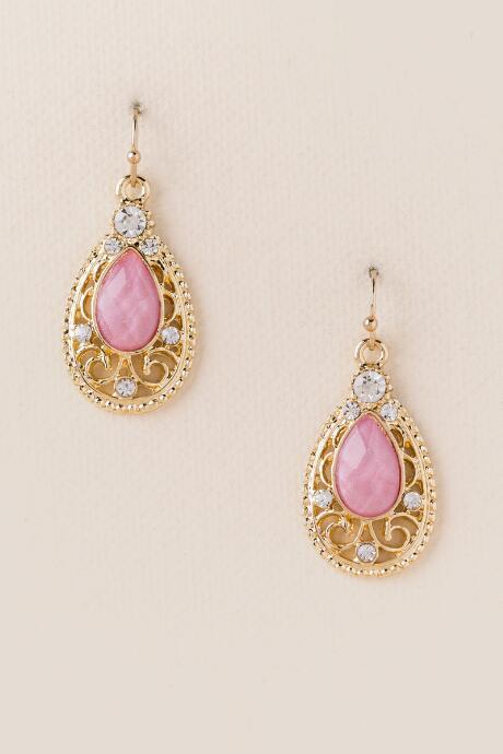 Francesca's Eva Filigree Teardrop Earring In Rose - Rose