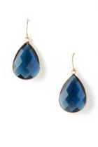 Francesca's Julian Glass Teardrop Earring - Navy