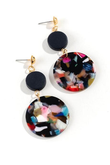 Francesca's Penelope Marble Resin Drop Earring - Multi