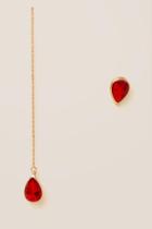 Francesca's Marien Linear Teardrop Earring - Red