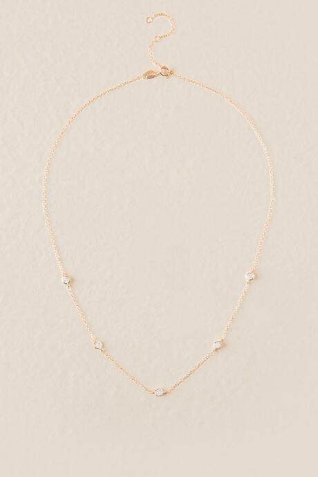 Francesca's Breena Crystal Station Necklace In Rose Gold - Rose/gold