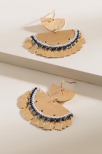 Francesca's Fay Tiered Crescent Drop Earrings - Hematite