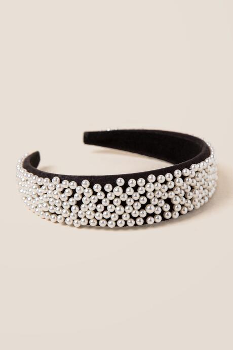 Francesca's Whitney Pearl Wide Headband - Black