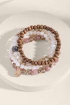 Francesca's Stacy Rose Quartz Beaded Bracelet Set - Taupe