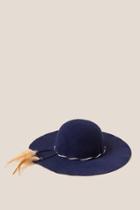 Francesca's Sandrina Twist Feathers Felt Hat - Navy