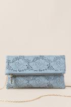 Francesca's Keely Floral Perforated Clutch - Oxford Blue