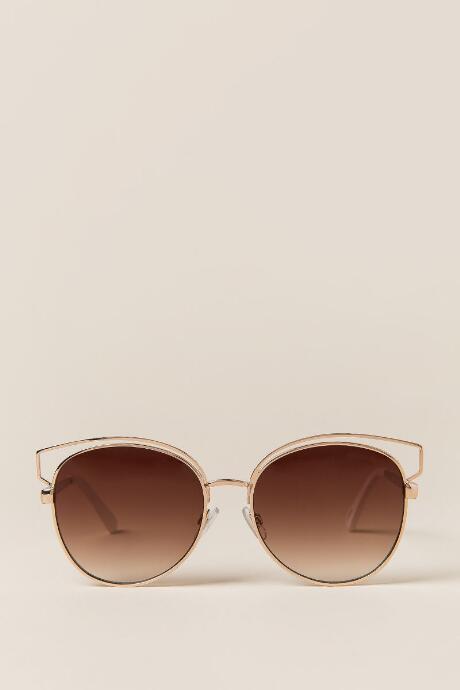 Francesca's Gizele Flat Lens Sunglasses - Gold