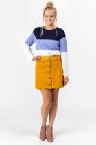 Francesca's Eli Button Corduroy Skirt - Marigold