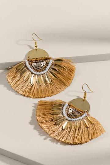 Francesca's Jessica Tassel Earrings In Mustard - Mustard