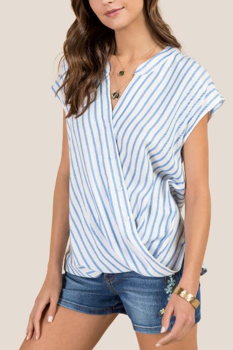 Francesca Inchess Elena Striped Button Down Blouse - White