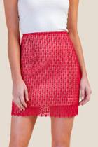 Francesca Inchess Mila Crochet Lace Contrast Mini Skirt - Red