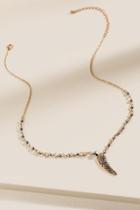 Francesca's Avery Pav Horn Pendant Necklace - Hematite