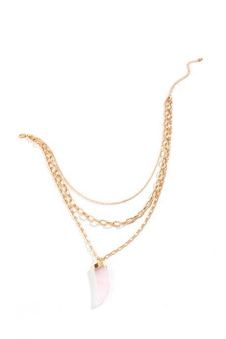 Francesca's Gwen Horn Drop Multi-strand Necklace - Blush