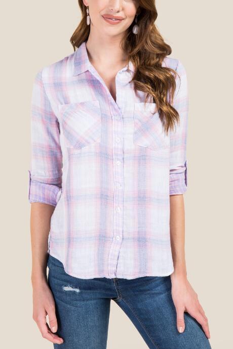 Francesca's Isabel Back Button Split Button Down - Orchid