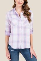 Francesca's Isabel Back Button Split Button Down - Orchid