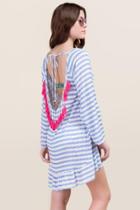 Francesca's Kelsie Tassel Scoop Back Dress Cover-up - Navy