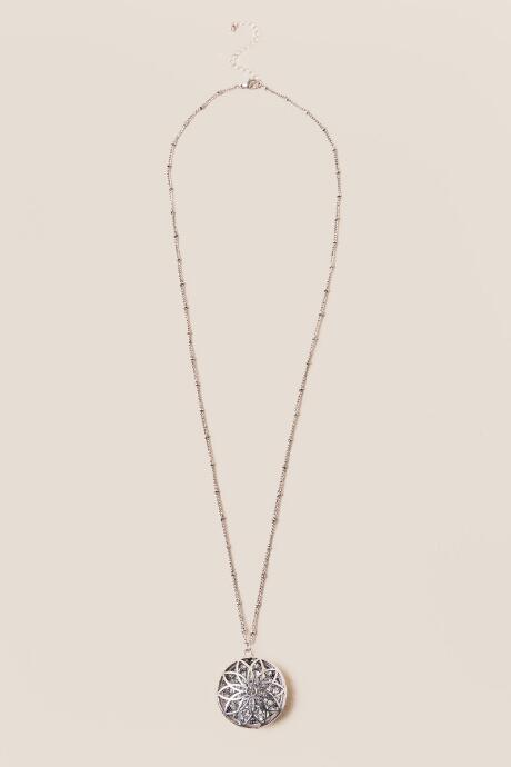 Francesca Inchess Kaci Floral Crystal Pendant - Silver