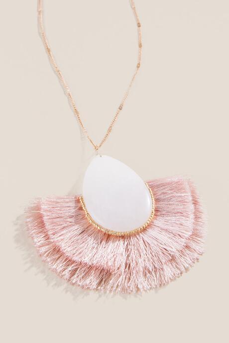 Francesca's Fallon Blush Fringe Stone Pendant - Blush