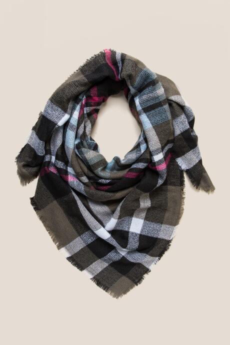 Francesca's Kellie Square Plaid Scarf - Olive