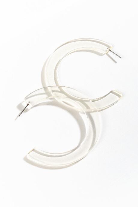Francesca's Aubri Flat Clear Hoops - Clear